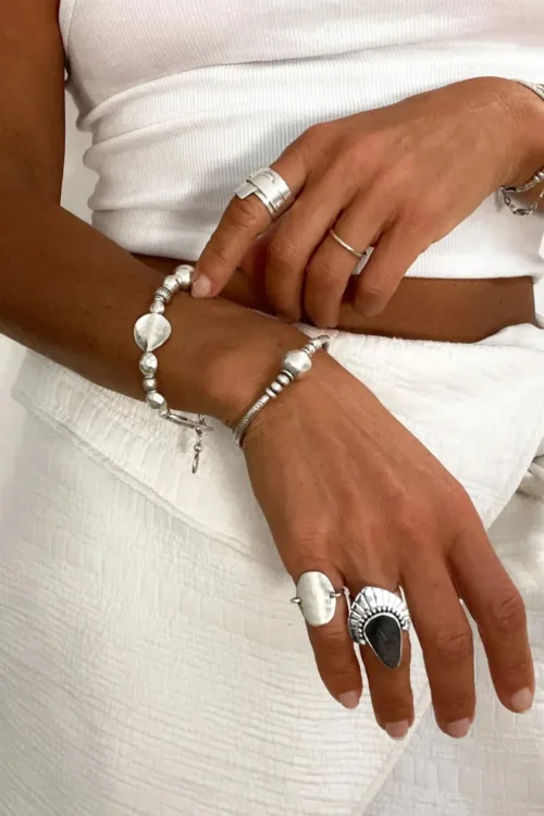 chunky pure silver bracelet - perfect for bracelet stack - women's bracelet - ocean safe