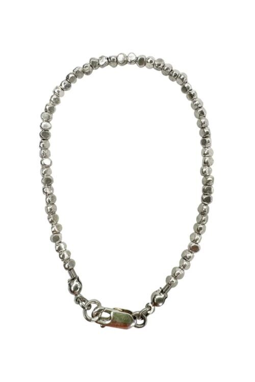 pure silver faceted nugget bead bracelet. Minimal style.