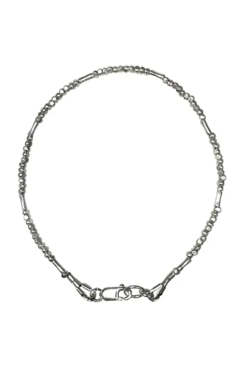 minimal dainty style pure silver bracelet. bamboo and nugget texture. sterling silver jewellery