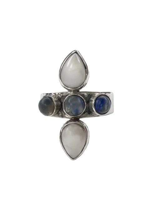 sterling silver multi gemstone ring. Kyanite and hoplite gemstone. Ocean safe