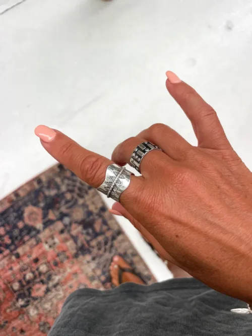 Bohemian style silver rings. Wide band chunky sterling silver ring. ocean safe