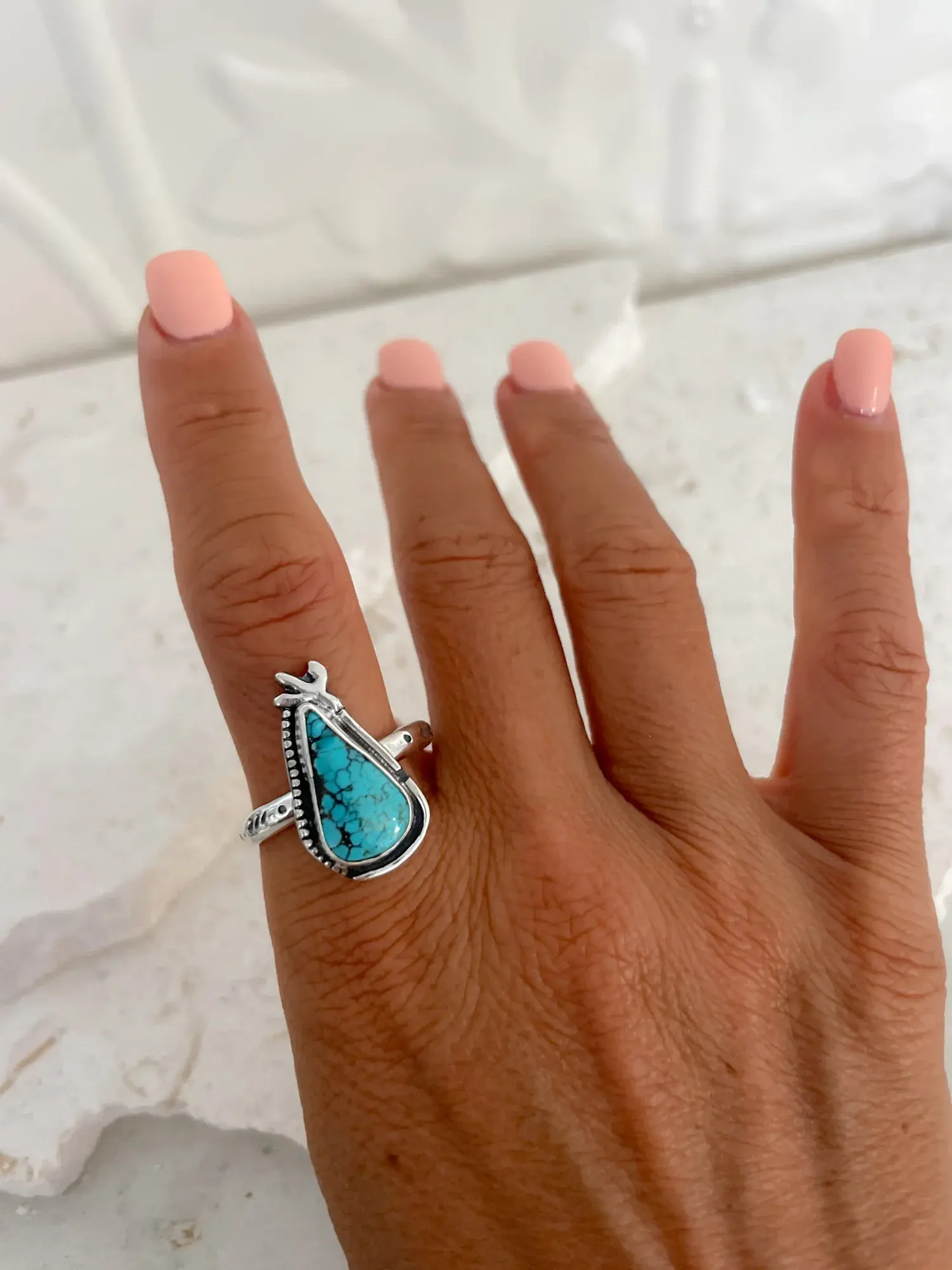 cactus sterling silver blue turquoise ring handmade in australia green blue turquoise one of a kind ring ocean safe