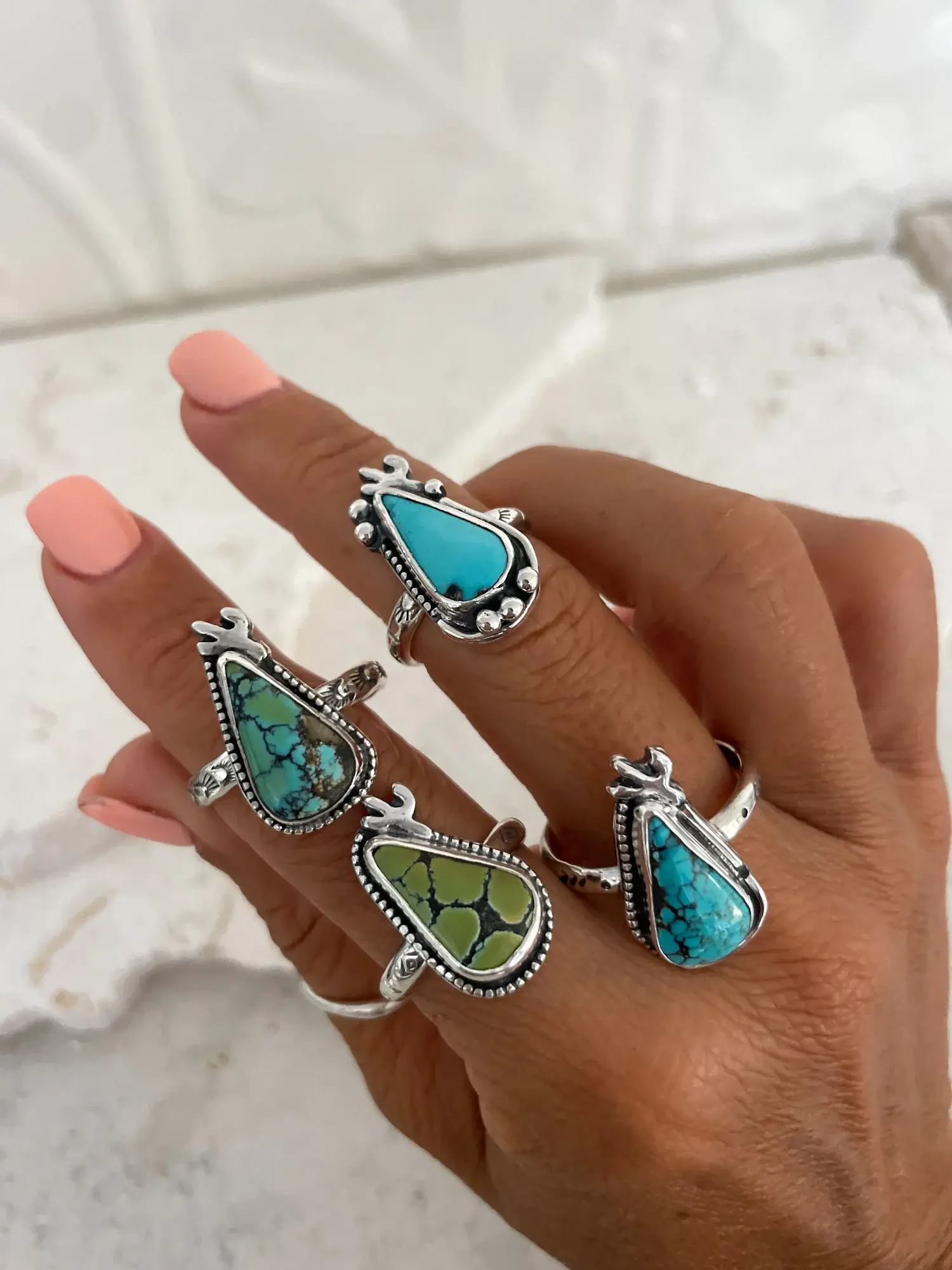 cactus sterling silver turquoise ring handmade in australia green blue turquoise one of a kind ring ocean safe