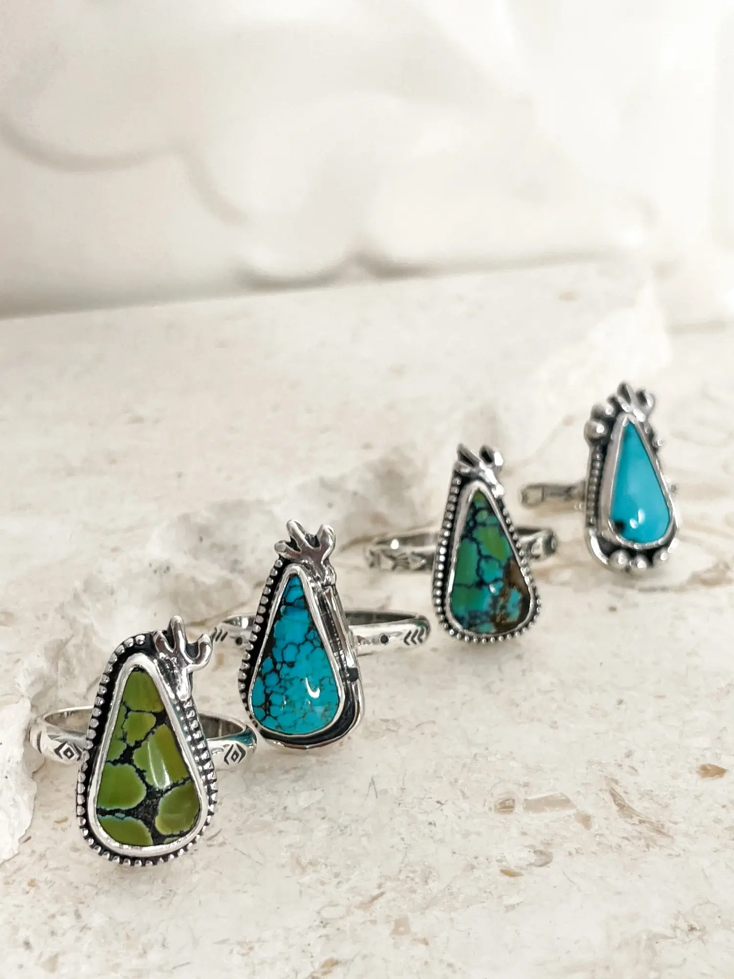 cactus sterling silver ring with authentic turquoise handmade silver ring