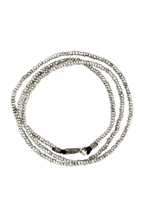 minimal bracelet style. Pure silver bicone silver wrap bracelet for a beach vibes look- water safe for everyday wear. 3 styles in 1
