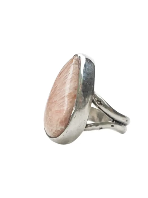 scolefcite gemstone feature ring set in sterling silver. Handmade in Sydney Australia. Bohemian style gemstone ring