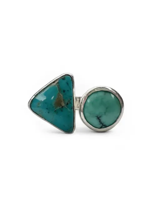 2 turquoise gemstones sterling silver split shank ring handmade in Sydney australia ocean safe