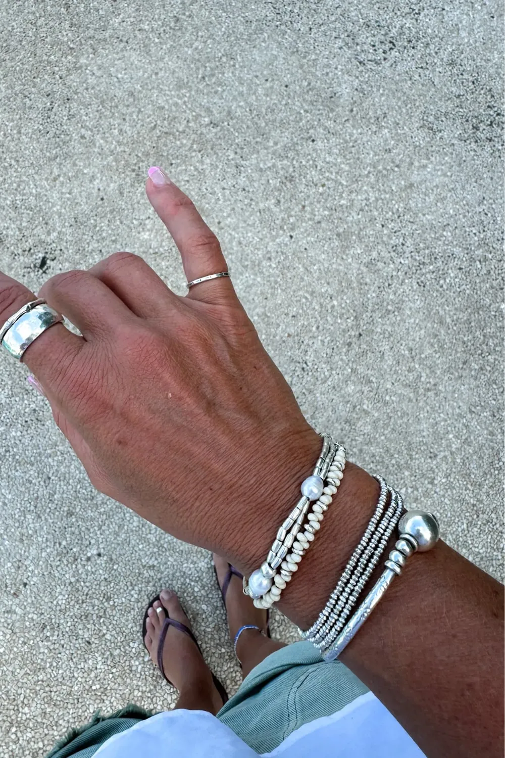 Handmade pure silver bracelet featuring freshwater pearl – ocean safe jewellery for everyday wear