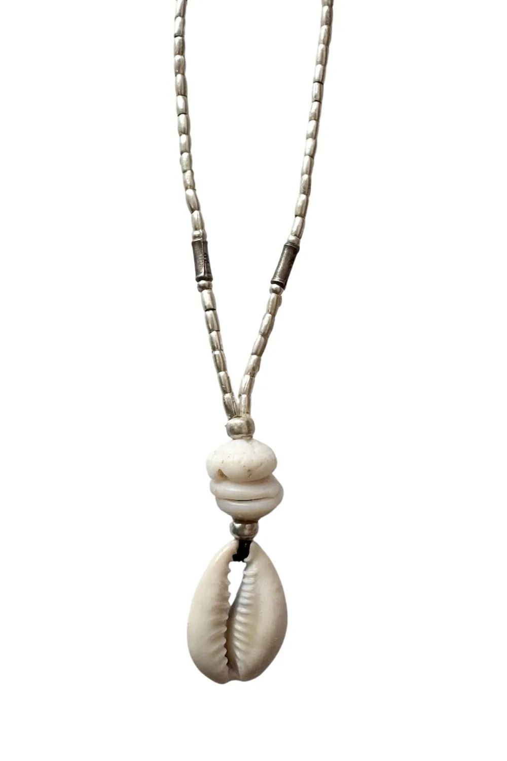 beach inspired cowrie shell necklace combined with natural puri shells