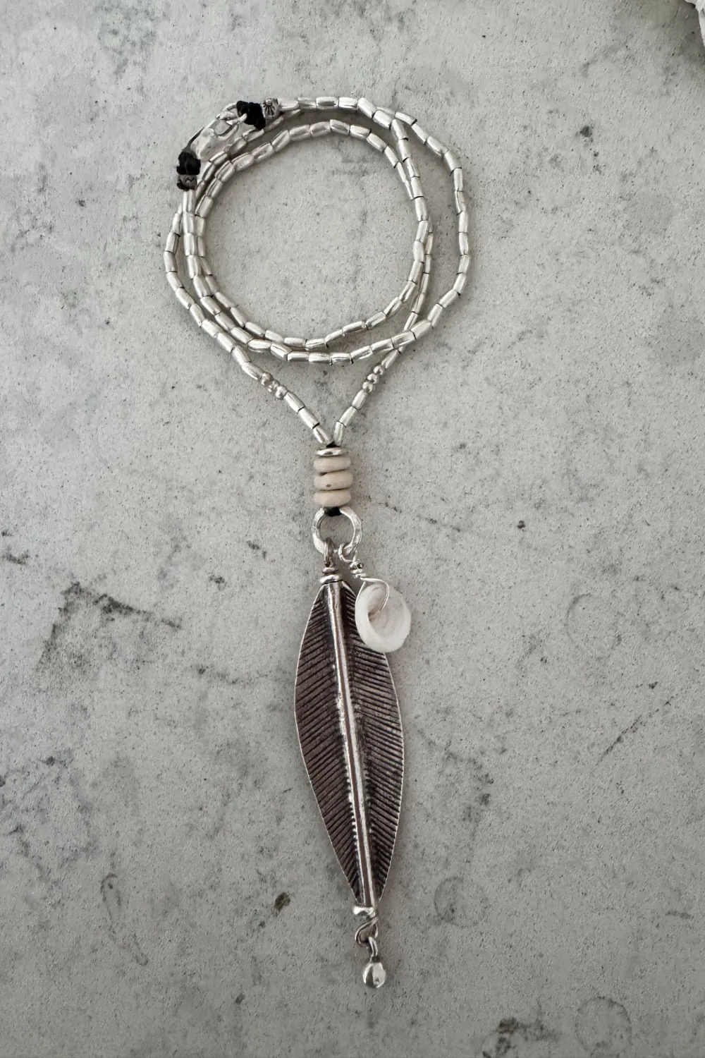 handmade pure silver island vibes necklace with natural shell