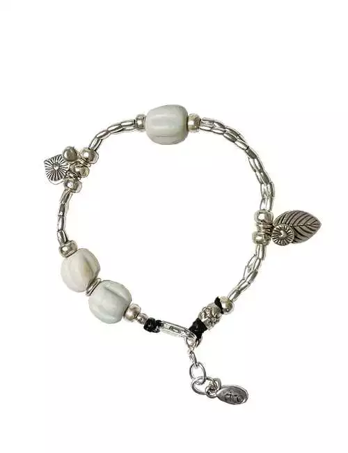 white Glass Silver Bracelet