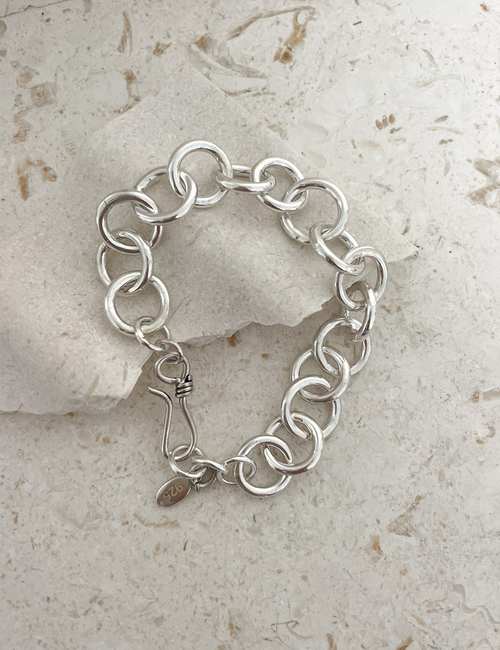 thick link sterling silver chain bracelet