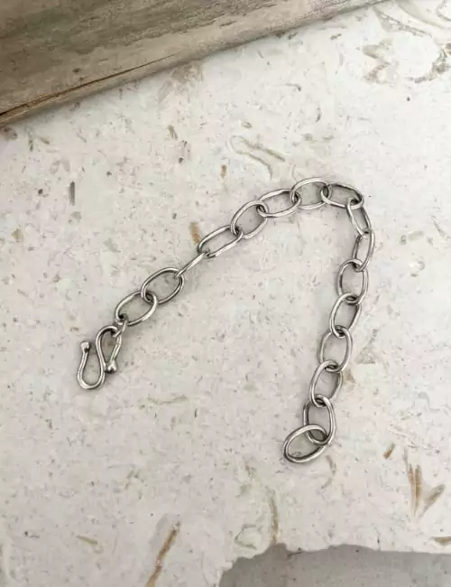 oval link hand made large sterling silver chain bracelet