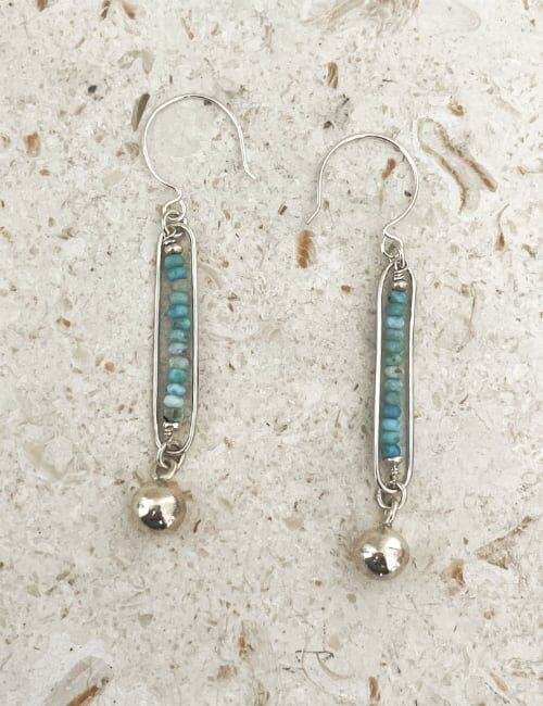 Larimar silver drop earrings