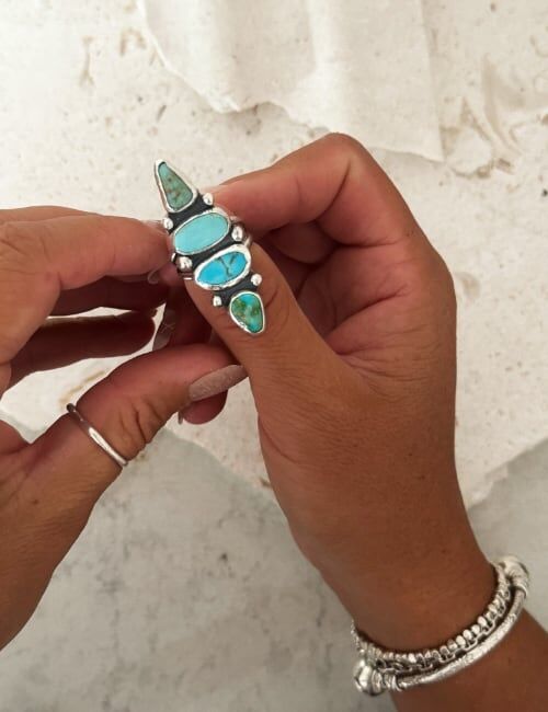 stone stacked turquoise ring