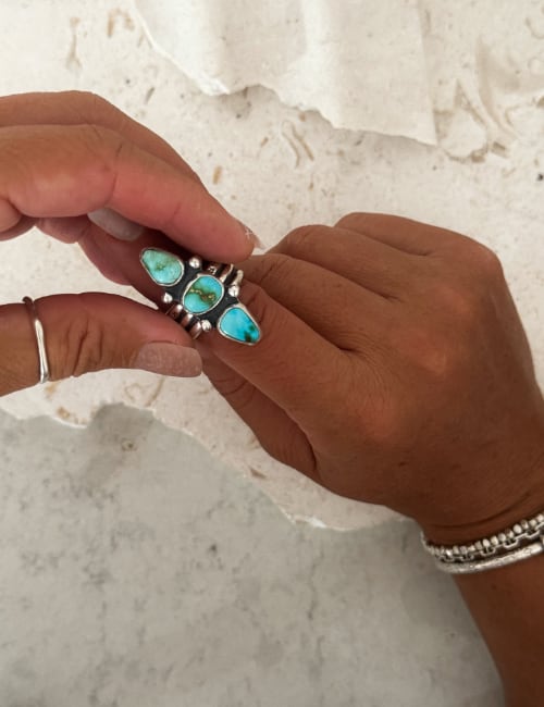 stone stacked turquoise ring