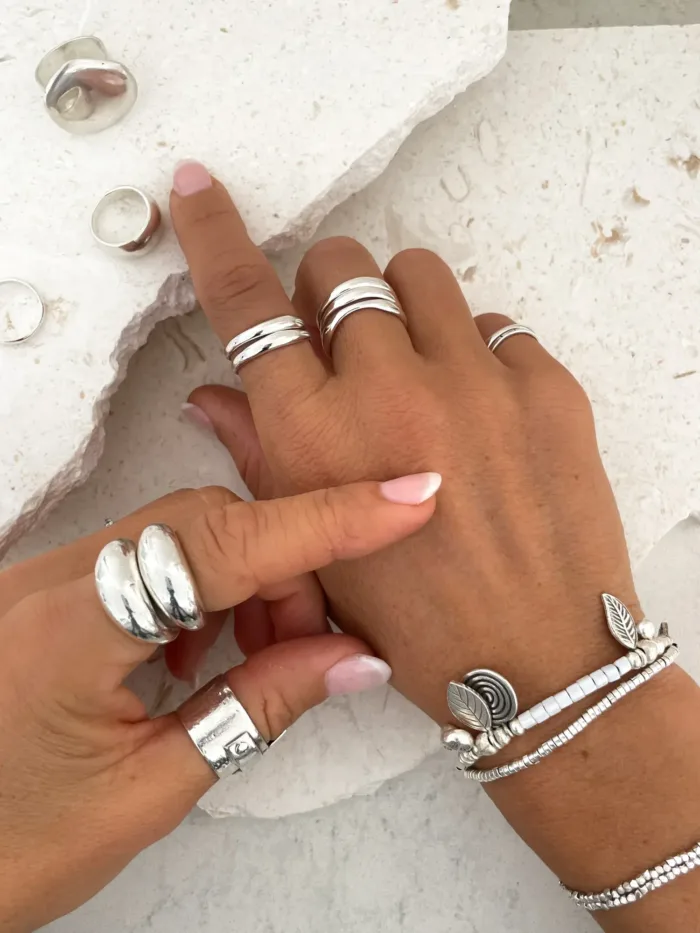 bohemian style silver jewellery. sterling silver bracelet with silver charms - water safe for everyday wear. A great option for a bracelet stack