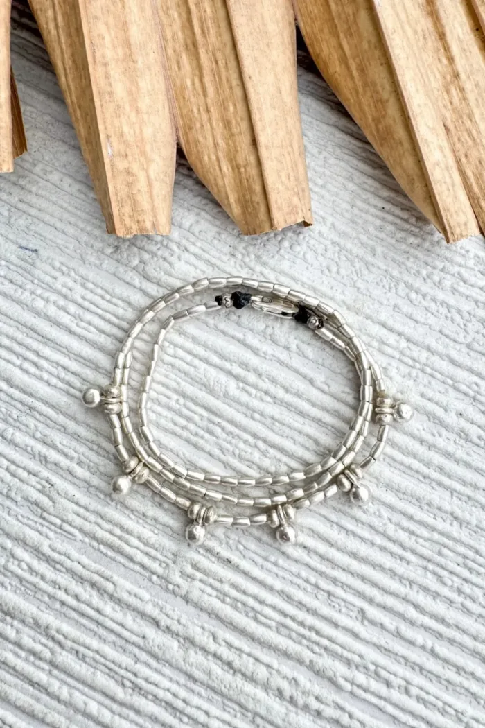 bohemian-style-sterling-silver-wrap-bracelet. Wear 3 ways - anklet, bracelet, necklace. water safe