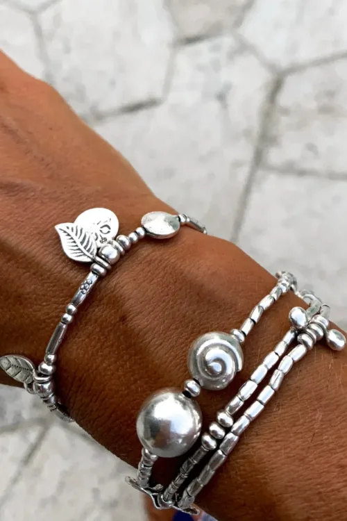 pure silver bracelet perfect two add texture to a bracelet stack. beach vibes and ocean safe. staple jewellery for everyday wear