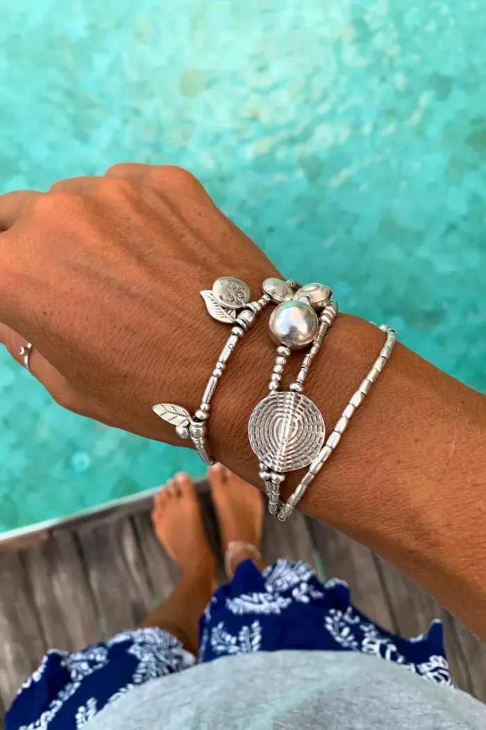pure silver bracelet perfect two add texture to a bracelet stack. beach vibes and ocean safe. staple jewellery for everyday wear