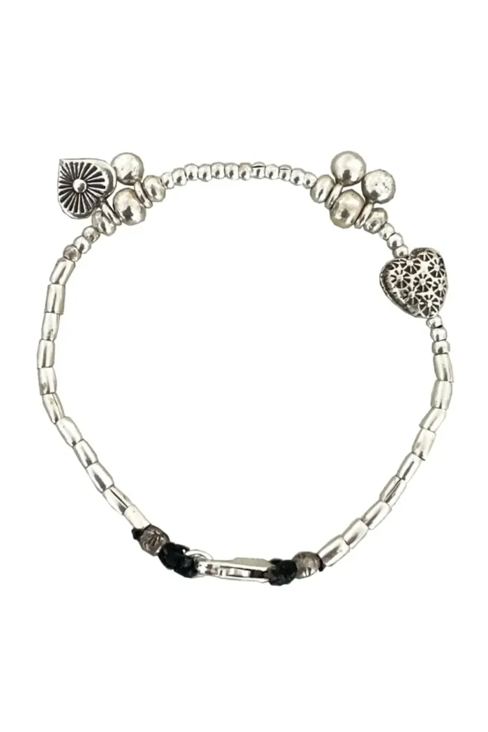 pure silver women's bracelet. heart and shell details - ocean safe. beach girl vibes