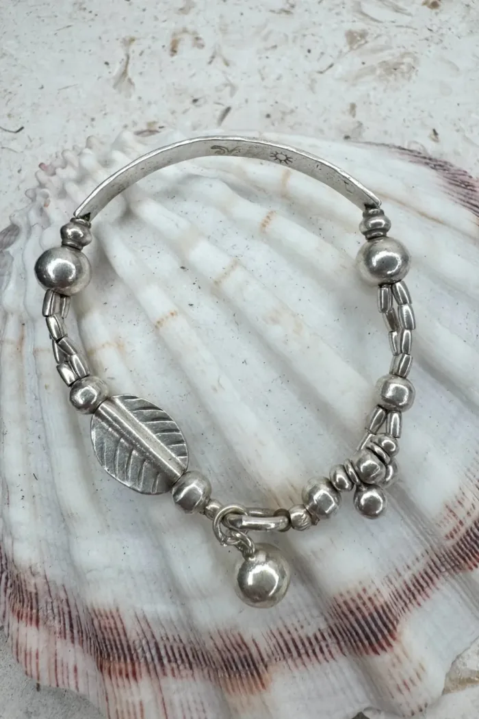 customisable hand stamped bracelet. sterling silver stretch bracelet for the active adventurer. water safe
