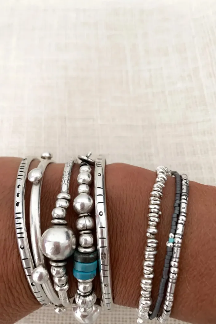 pure silver bracelet perfect to add texture to any bracelet stack. ocean safe