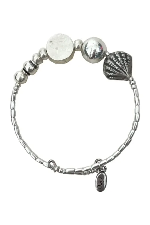 beach inspired shell details.Pure silver bracelet memory wrap bracelet. perfect for your bracelet stack