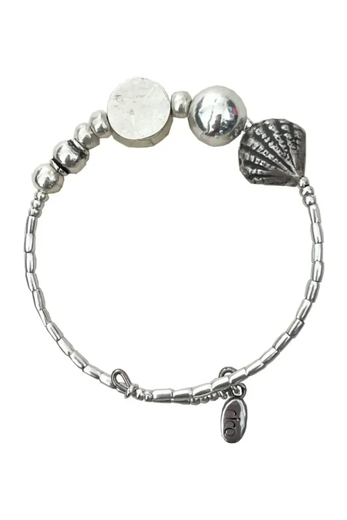beach inspired shell details.Pure silver bracelet memory wrap bracelet. perfect for your bracelet stack