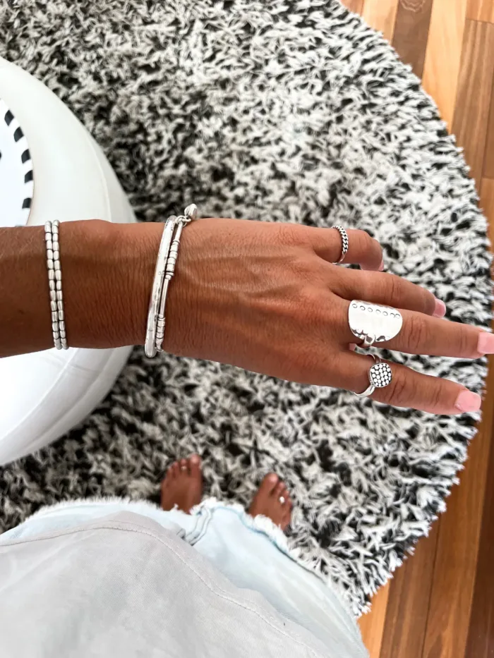 pure silver memory wrap bracelet perfect two add texture to a bracelet stack. textured silver minimal style bracelet