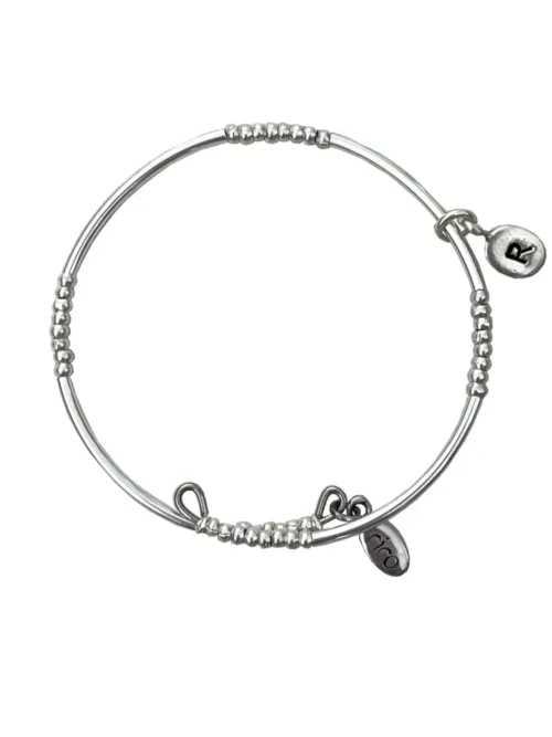 pure silver memory wrap bracelet. Customisable initial charm pendant. Personalise this bracelet your way.