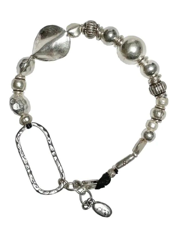 chunky pure silver bracelet - perfect for bracelet stack - women's bracelet - ocean safe