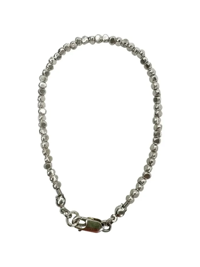 pure silver faceted nugget bead bracelet. Minimal style.