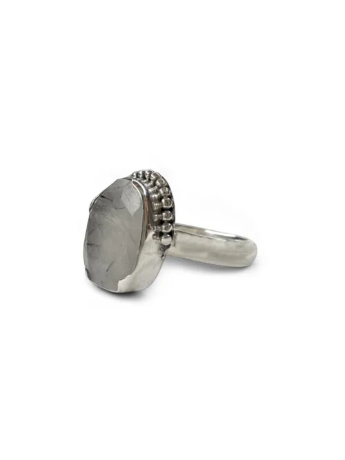 sterling silver rutilated quartz ring. water safe