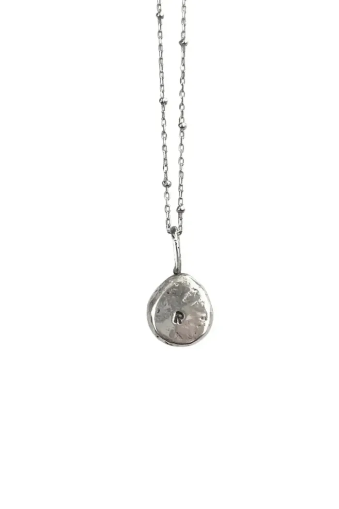 initial blob silver pendant necklace personalised necklace handmade ocean safe