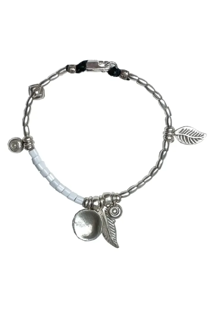 bohemian style silver jewellery. sterling silver bracelet with silver charms - water safe for everyday wear. A great option for a bracelet stack