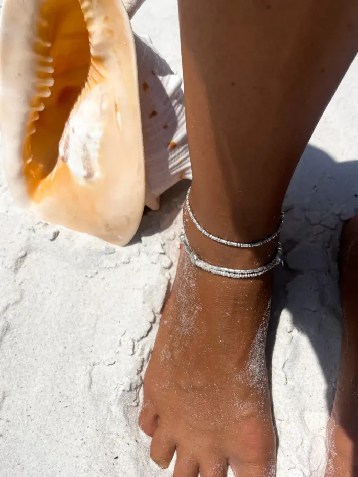multi strand pure silver anklet. The perfect beach jewellery. Staple, everyday jewellery. Ocean safe.