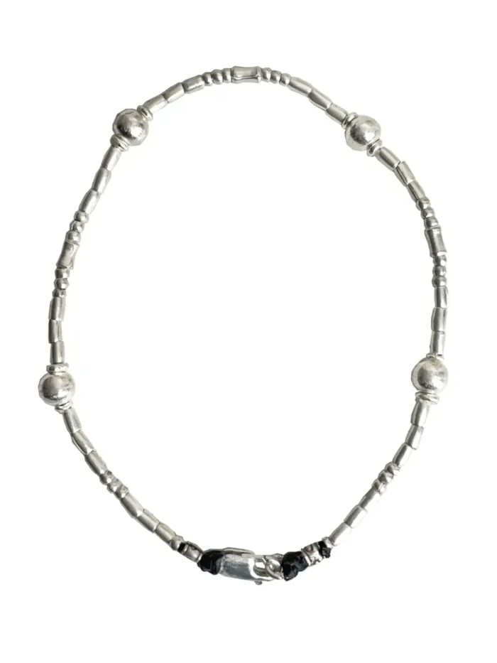 simple style pure silver anklet with bamboo like texture. made to wear everyday. Staple jewellery - ocean safe