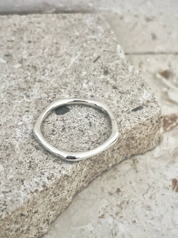 sterling silver organic shape stack ring. ocean safe