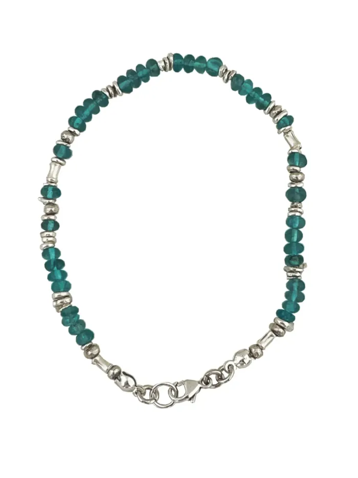 Handmade apatite gemstone bracelet with pure silver -hand made in Australia by Rico Designs Jewellery