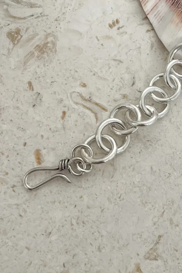 handmade chunky sterling silver round link bracelet. chunky styler - perfect for bracelet stack and everyday wear. Ocean safe