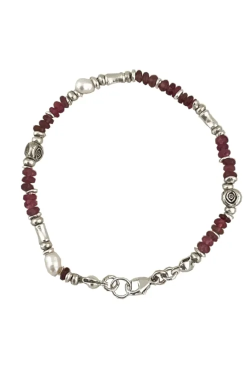 Handmade pink tourmaline gemstone bracelet with pure silver -hand made in Australia by Rico Designs Jewellery