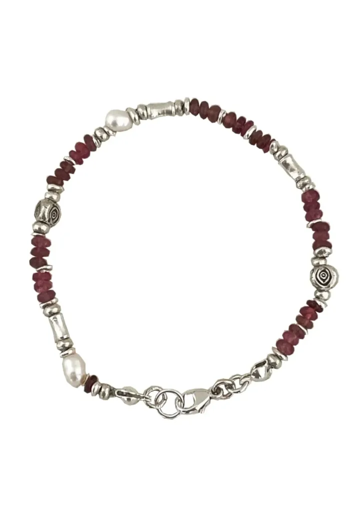 Handmade pink tourmaline gemstone bracelet with pure silver -hand made in Australia by Rico Designs Jewellery