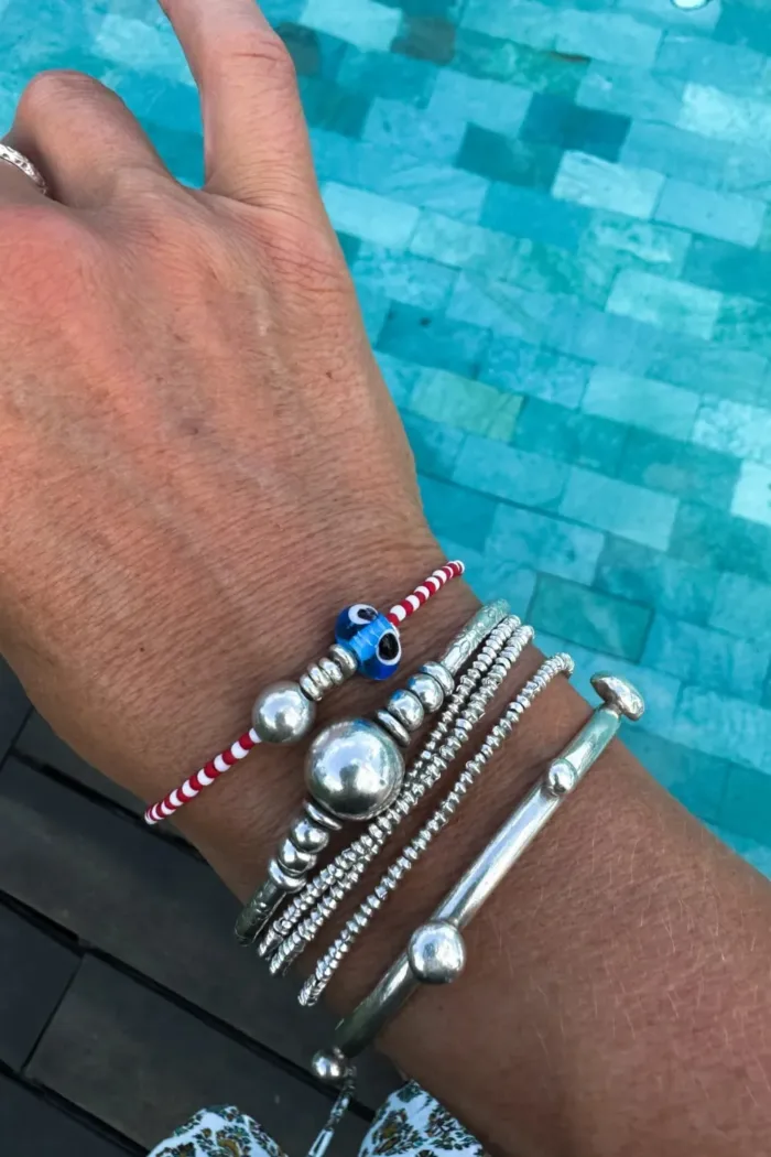 A colourful summer staple bracelet for a minimal look. The perfect seed bead bracelet to add texture to your bracelet stack - by Rico Designs and handmade in Australia. An ideal bracelet to add a touch of colour to your silver bracelet stack. Monochrome Mirage Bracelet