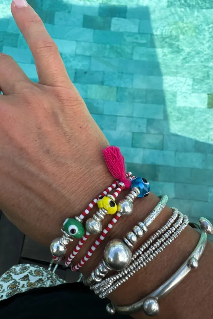 A colourful summer staple bracelet for a minimal look. The perfect seed bead bracelet to add texture to your bracelet stack - by Rico Designs and handmade in Australia. An ideal bracelet to add a touch of colour to your silver bracelet stack. Monochrome Mirage Bracelet
