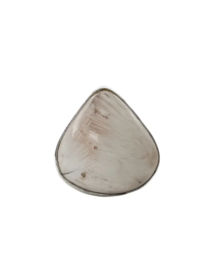 wide Curve Band Scolecite gemstone ring bohemian style water safe