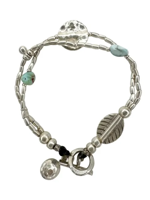 pure silver handmade bracelet with Larimar gemstone. water safe. tug proof - perfect for active mums
