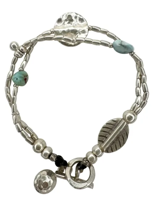 pure silver handmade bracelet with Larimar gemstone. water safe. tug proof - perfect for active mums