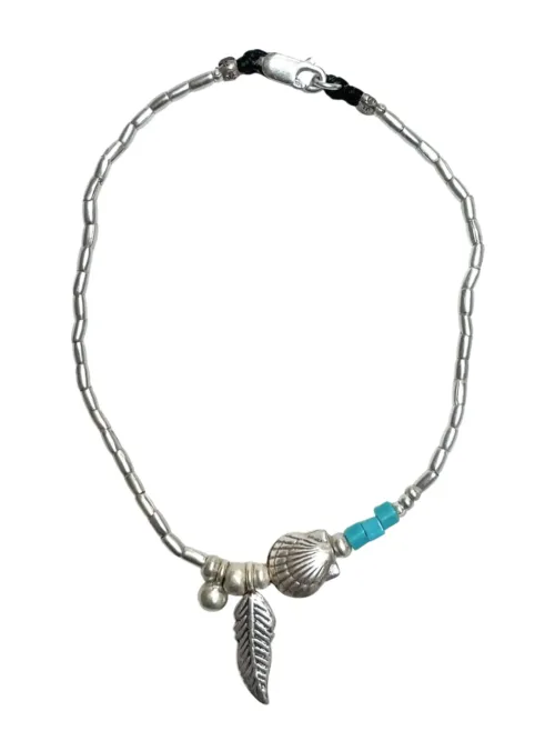 ocean inspired pure silver anklet with silver clam shell. Designed to be worn everyday. Ocean Safe
