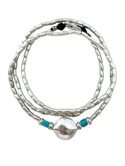 ocean inspired silver jewellery. Pure silver wrap bracelet minimal everyday style for a beach vibes look- water safe for everyday wear. 3 styles in 1